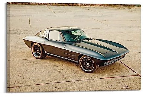 DIMAO Klassisches Rennauto-Poster für Chevy Corvette Rennauto, dekorative Leinwand, Wand- und Kunstbild, 20 x 30 cm
