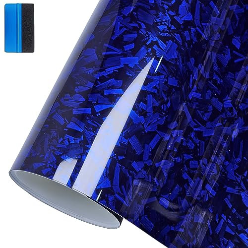 NewL - Adhesivo de Vinilo Azul Brillante de Fibra de Carbono Forjado, con liberación de Aire, sin Burbujas, calcomanía autoadhesiva para Coche, Moto u Otro vehículo (30 x 100 cm)