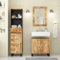 Festnight 3-TLG Badmöbel Set Holz Hochschrank Badezimmerschrank Waschbeckenunterschrank mit Spiegel Massivholz Mango Badezimmermöbel Set Badmöbel Set Badezimmer-Set