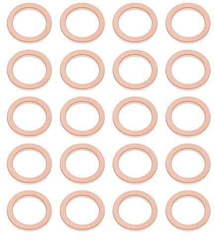 eMagTech 60 Stück Kupferdichtungen, flache Unterlegscheiben, Innendurchmesser 10 mm, Außendurchmesser 14 mm, Dicke 1,5 mm, für Motorräder, Fahrräder, Automobile