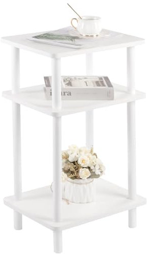 YheenLf Holz Beistelltisch, Nachttisch weiß mit 3 Ebenen, 40x30x70cm, Couchtisch, Bedside Table, für Schlafzimmer, Wohnzimmer, Moderner Design, Einfache Installation