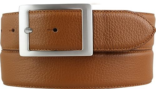 BELTINGER Herren-Gürtel aus gemasertem Leder mit Steppnaht 4 cm | Hochwertiger Ledergürtel mit Pigmentprägung 40mm Herren | Jeans-Gürtel mit Doppel-Schließe 4cm | Tabac 100cm