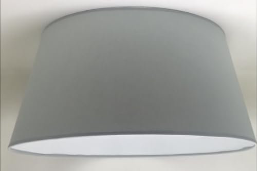 50 cm Pantalla, Tela de Algodón, respaldo de PVC Blanco, Producto Hecho a Mano, para Lámpara de Mesa, Lámpara de Pie (Gris)