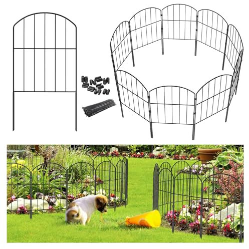 Goovilla Gartenzaun, insgesamt 6 m (L) x 61 cm (H), Gartenzaun, Tierbarriere, 19 Stück, rostfreie Metall-Zaunplatten, schwarz, kein Grabzaun, dekorative Gartenzäune und Rabatte für Hunde, Blumenbeet,