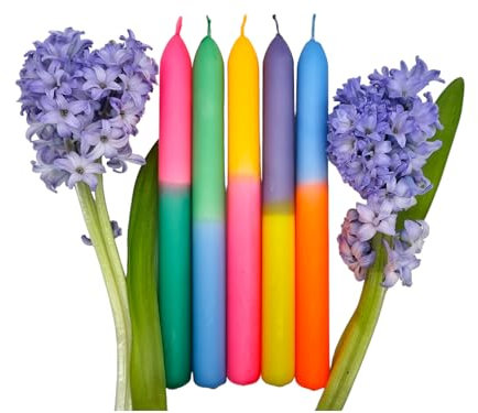 GLOWYBOX Kerzenset 2-farbige Dip Dye Kerzen bunt BRENNDAUER 9 STD, mit Farbverlauf, Kerzen mehrfarbig in neon, pastell und bunt Geschenkidee Frau, Freundin (5)