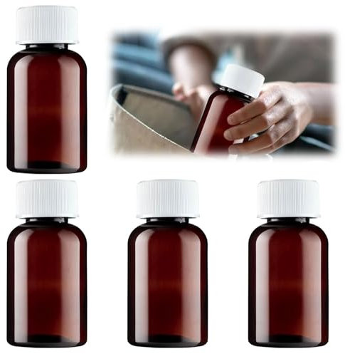 Pill Bottle, 4PCS 50ml Pill Bottle with Lid, Portable Pill Dispenser Bottle Tablet Container Pill Bottles Empty with Caps, Strong Medicine Storage Medicine Pots for Tablets Solid Powder Liquid