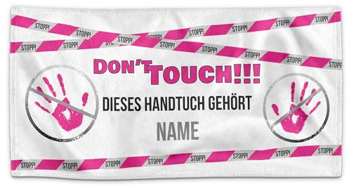 PR Print Royal Personalisiertes Handtuch - Dont' Touch, Dieses Handtuch gehört - mit Name Bedrucken | Badetuch selbst gestalten, Persönliches Fotogeschenk mit Spruch für Frauen, 100 x 50 cm