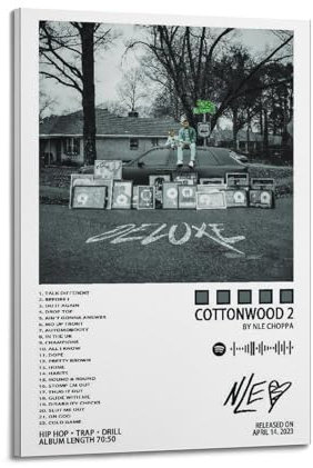 HNYDM Nle Choppa Poster, Kunstdekoration, Wandposter, Dekoration, Innenposter, Druckdekoration, Bar, Restaurant, Dekoration, Ästhetik, Poster, Wohnzimmer, 50 x 75 cm, Rahmenstil