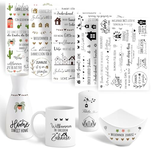 Rub On Sticker Upgrade Candle Tattoos Water Transfer Printing DIY Home Stickers Decorative Rub On for Crafting for Keraflott Furniture Glass Candles Raysin Christmas (Home)