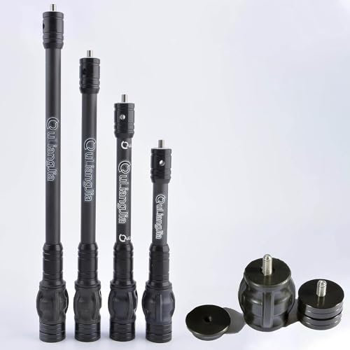 limaity Bogen stabilisator für Compoundbogen, Einzel/Doppel V Bar Montage,6 Zoll,8 Zoll,10 Zoll,12 Zoll Balancierstange,Dämpfungssystem und Gewichte (12 Zoll Stabilisatorstange)