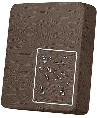 MAXIJIN Wasserdichter Sofa-Sitzkissenbezug, Jacquard-Sofasitzbezug, rutschfester Couch-Sitzbezug, Schutz, Ersatz für Einzelkissen mit elastischer Unterseite, Dunkelbraun, großer 1-Sitzer