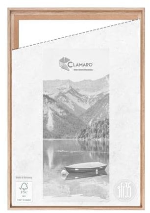 CLAMARO 'SFR35' Shadow Joint Frame for 60 x 80 cm Stretcher Frame Light Oak MDF Wood Picture Frame for Stretcher Frame Canvas Includes Hanger and Mounting Material