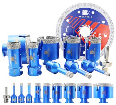 Jeu de carottes diamantées - BRSCHNITT Carotteuse6/8/10/20/25/35/40/50/68MM Carotteuse à sec M14 Filetage pour carreaux de porcelaine Céramique Marbre Granit lame diamantée 125MM
