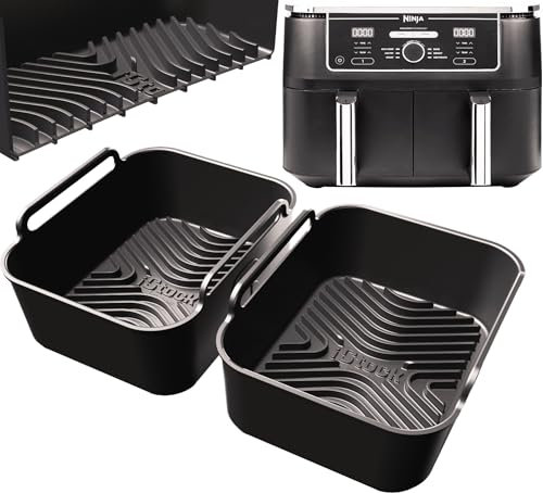 Ninja AF400UK Premium Silicone Liners | 1.5cm Ridges for Air Flow, 2.5mm Thick, Dishwasher Safe | Designed to Fit Ninja AF400UK | 2PCS 9.5L Silicone Liners | by iStock kitchen