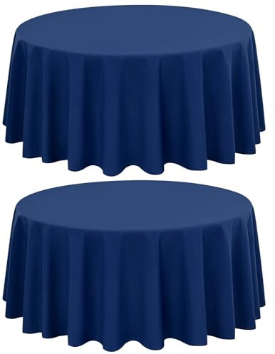 2-Pack Runde Tischdecke 229 cm Navy blau Polyester Tischdecke für runden Tisch, Premium waschbare Gewebe Tischdecke für Hochzeitsfeier Bankett Restaurant Empfang