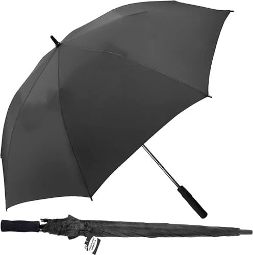 Buystarget Golf Umbrella Windproof Extra Large 60 Inch, 152cm Strong 8 Ribs Umbrella Big Auto Open Stormproof Sun Protection Rain Stick Umbrellas Accommodates 2-3 People, Men Women Waterproof Travel