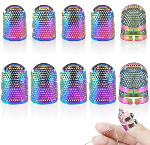 SAIIURV 10 Stück Fingerhut Nähen Nähfingerhut Einstellbare Fingerhut Kupfer Fingerschutz Sewing Thimble Ring Metall Dazzling Heller Fingerhutring(10 Stück)