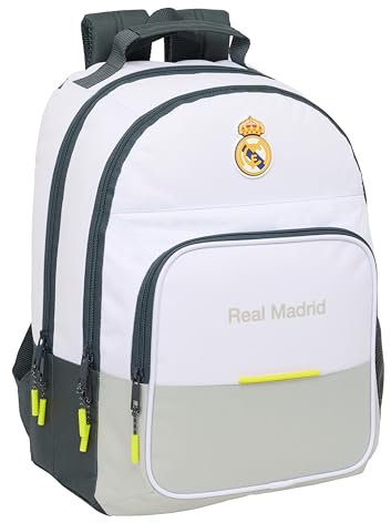 safta Real Madrid EQUIPACIÓN 25/26 Schulrucksack, ideal für Kinder unterschiedlichen Alters, bequem und vielseitig, Qualität und Haltbarkeit, 32 x 16 x 42 cm, weiß, M, lässig, weiß, M, Casual