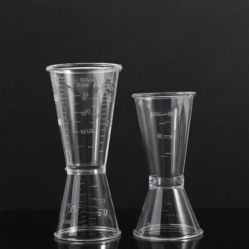 Jigger da cocktail in plastica trasparente a doppia testa, misurino per cocktail, misurino per cocktail, strumento da bar per casa (L)