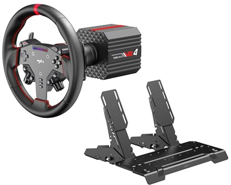 PXN VD4 Bundle F Gaming sim racing wheel Direct Drive Servo Motor Base 4NM Force Feedback 11 Racing Wheel & Hall 2-Pedal PC Steering Wheel set for PC Windows 7/8/10/11