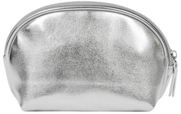 Whakano PU Leder Kosmetiktasche mit Reißverschluss,Aufbewahrungstasche 15x13x7cm,Tragbare Tasche Multifunktions-Organizer,Schminktasche wasserdichte Handtasche für Reisen,Bad,Alltag Make up,Silber
