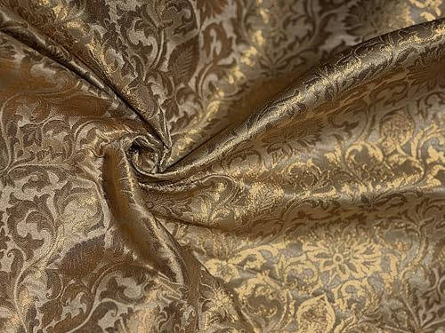 BRO1017 [2] Seidenbrokat, goldfarben mit metallisch-goldenem Jacquard-Stoff, 111,8 cm breit