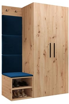 Mirjan24 Garderoben-Set Mapreni IV, Schuhschrank + Kleiderhakenbrett + Kleiderschrank Gepolstertes Paneel/Wandpaneel Kleiderhaken Flurgarderobe Wandgarderobe (Artisan Eiche, Manila 26)
