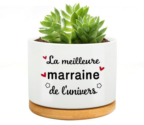 RRIGETEN Cadeau Marraine Pot De Fleur,Cadeau Parrain Marraine Bapteme,Cadeau pour Marraine,Cadeau Marraine Noel,Fete des Meres,Saint Valentin