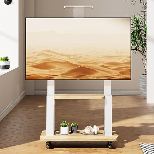 GHHVFEC Soporte de TV móvil para televisores de 32 a 100 Pulgadas, Altura Ajustable, con Ruedas, para Dormitorio pequeño, Color Blanco (50 a 100 Pulgadas)