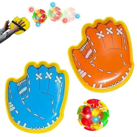 Genérico Jeu de Balle à Lancer et à Attraper avec Boule LED pour Piscine et activités de Plein air avec Gants pour Adultes et