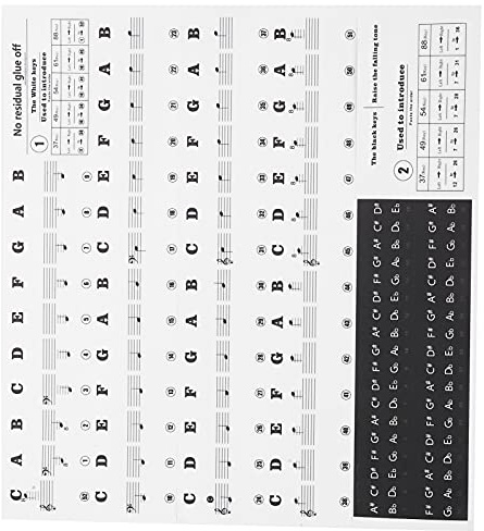 Dilwe Piano Mastery Abnehmbare PVC-Tastaturaufkleber, Bunte Alphabet-Etiketten, Kompatibel mit Klavieren mit 37–88 Tasten, Elektronischer Orgel, Handgerolltem Klavier, Rückstandsfrei (BLACK)