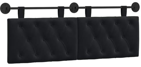 vidaXL Hängendes Kopfteil Schwarz Samt, Schlafzimmer, modernes Wand-Kopfteil, rechteckig mit Samtbezug, gesteppt, Holzwerkstoff, platzsparende Dekoration