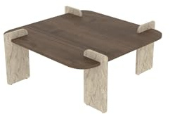 Modern Coffee Table, Walnut & Travertine, 90 x 35 x 90 cm | 100% Melamine Coated Chipboard, 35 kg Capacity | Stylish & Functional for Any Living Space