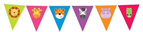 Amscan 9901923 - Wimpelkette Dschungeltiere, 400 x 20,5 cm, Hängedekoration, Girlande, Kindergeburtstag