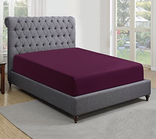 Sapphire collection 200 Thread Count 100% Egyptian Cotton Fitted Sheet (Super King, Aubergine)