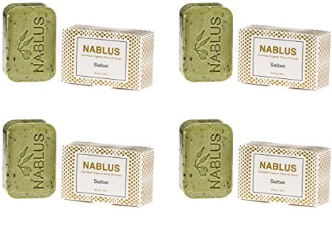 4er Set - Nablus Soap, Sorte: Salbei, handgemacht und palmölfrei, 4x100g