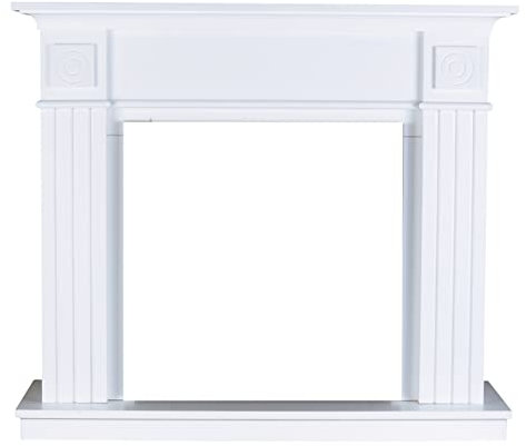 Classic Fire Da Vinci Manteau de Cheminée, Bois, Blanc, 110 x 96 x 36 cm