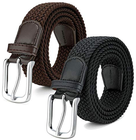 MOZETO 2er Stretchgürtel für Herren und Damen, Unisex Elastisch Stoffgürtel Flechtgürtel 3,3cm breit
