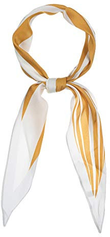 sourcing map Damen Satin Rhombus Hals Schal Bandana Pferdeschwanz Streifen Halstuch Gelb 110 x 33cm