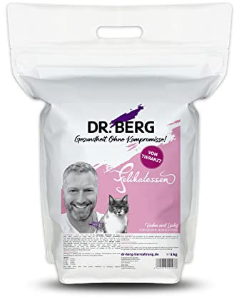 Dr. Berg FELIKATESSEN Huhn & Lachs - getreidefreies, hypoallergenes Katzenfutter - Trockenfutter für Katzen Aller Altersstufen - extra verträglich und lecker durch natürliche Zutaten (5 kg)
