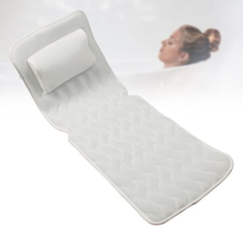 Full Body Bath Pillow,Polyester Fiber Bathtub Cushion Mattress with Suction Cups,Spa Bathtub Pillow Ergonomic Cushion for Head Neck Shoulder Back Support,Bath Tub Pillow,for Hot Tub,Home Spa