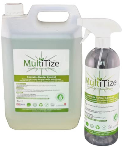 'MultiTize Eco, Multi Purpose Antibacterial Cleaner, MultiTize Eco, Multi Surface Antibacterial Spray (5 Litres + 1 Spray Bottle)
