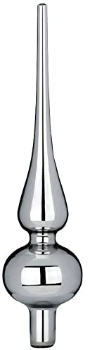Inge-glas Christbaumspitze 26cm | Weihnachtsbaumspitze aus Glas | Hochwertige Spitze für den Weihnachtsbaum Weihnachten (Hazy Grey | Zinn Glanz)