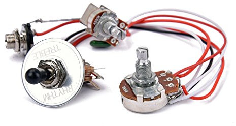 Alnicov Electric Guitar Wiring Harness Prewired Kit 3 Way Toggle Switch 1 Volume 1 Tone 500K Potentiometer Jack for Electric Guitar