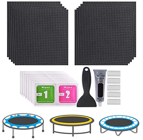 Erice Trampolin-Flicken-Reparatur-Set, 10,2 x 10,2 cm, quadratisch auf Patches, Trampolin-Befestigungssatz, Reparaturflicken, wasserdichte Zeltreparatur, Reparatur von Löchern oder Rissen in einer