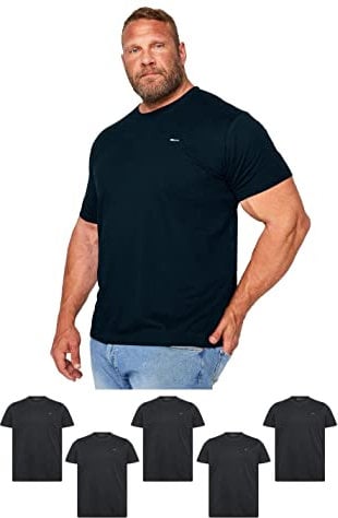 BadRhino Big & Tall 5 Pack Black Core Tee Crew Neck Short Sleeve T-Shirts - Men's - M to 8XL Black 4XL