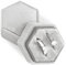 AIEX Ringbox aus Samt, für Schmuck, Doppelschlitze, Sechseck, Ringbox, für Verlobung, Zeremonie, Hochzeit, Valentinstag, mit 2 Ringen (Beige Grau)