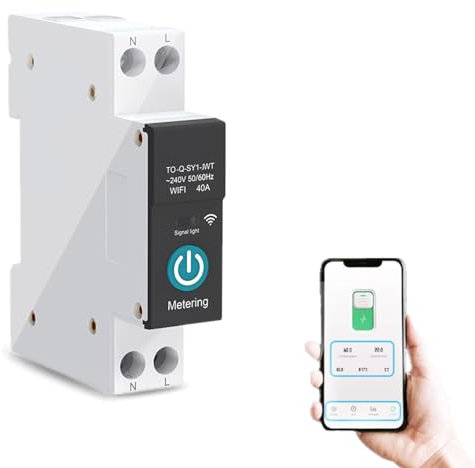 Disyuntor de Carril Din Smart PA66 Material Ignífugo Interruptor WIFI Teléfono Móvil Control Remoto 3 Modos de Temporización para Electrodomésticos(#5)