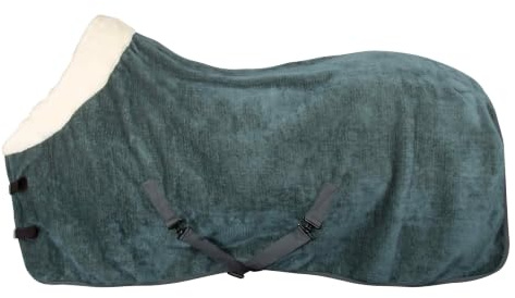 Imperial Riding Fleecedecke IRH Ambient Galaxy, Pferde-Fleece- und Abschwitzdecke aus Teddyfleece mit Kunstfellkragen, Feuchtigkeitsmanagement und Kreuzgurten, Salbeigrün, 165
