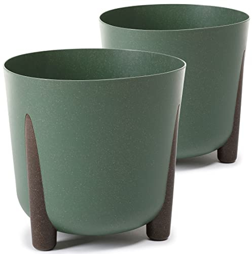 Tymar Blumentopf mit Füßen, 2er-Pack, Runde Form, Übertopf ((2pack) EcoGrün, ø 30 cm)